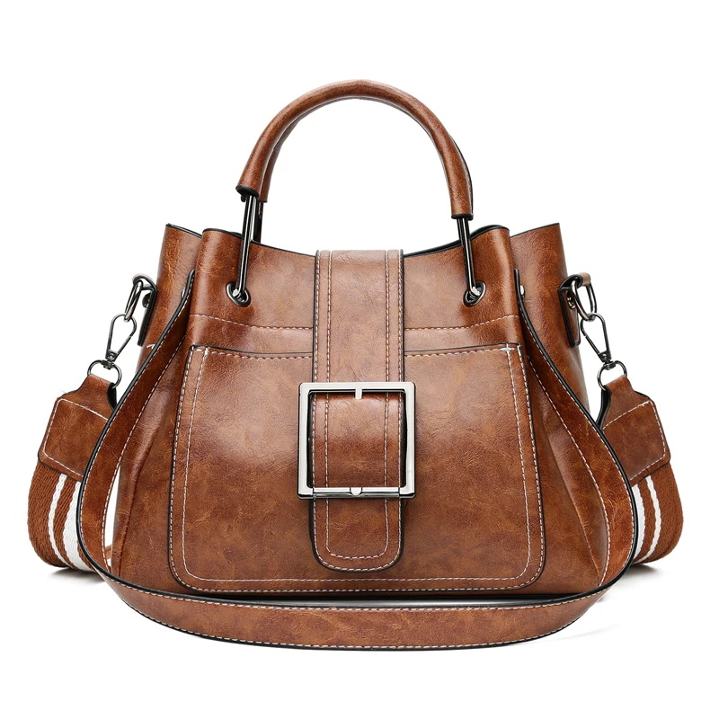 Женская сумка-мессенджер, винтажные ремни, сумки через плечо, женские сумки, дизайнерские высококачественные Женские Сумки из искусственной кожи - Цвет: Коричневый