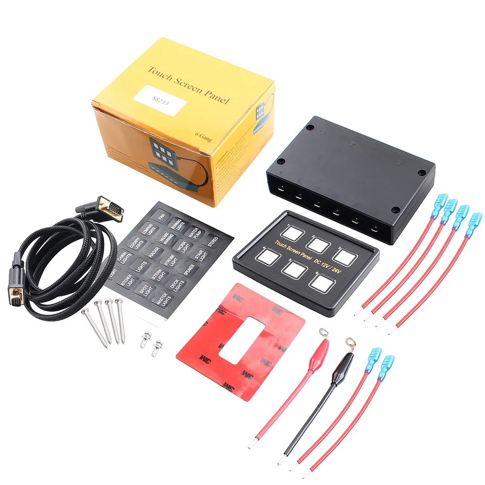 

12V~ 24V 6Gang Blue LED Capacitive Touch Screen Control Switch Panel Box for Car Marine Boat Caravan Yacht Truck