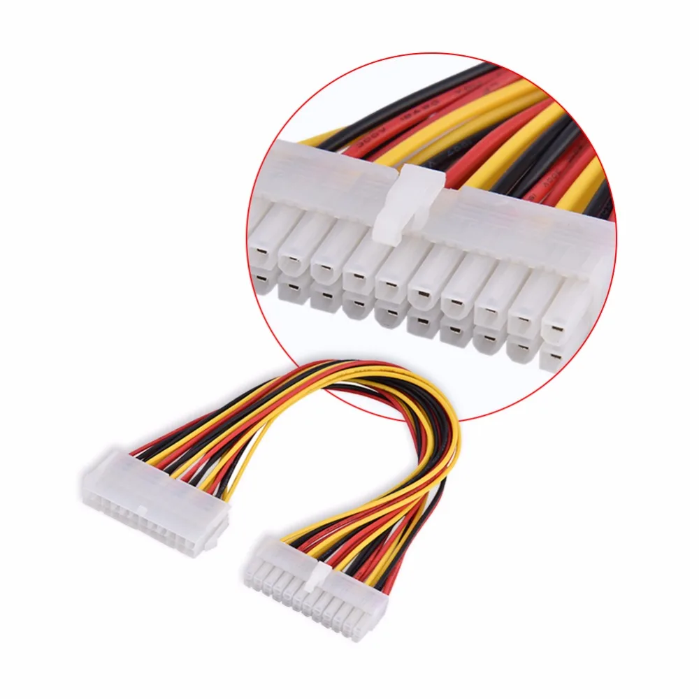 ATX Dual PSU Double 30cm 24pin Mining Male to Female Power Supply Extension Cable for Computer Adaptor Cable Connector