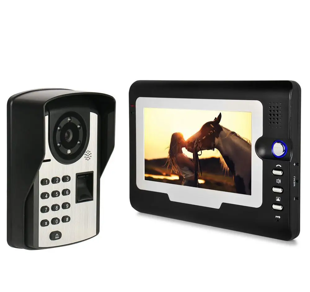 Monitor N Camera Роскошная домашняя система безопасности, домофон, дверной звонок, 7 дюймов, видео-телефон/домофон, HD камера с функцией отпечатков пальцев и паролем - Цвет: Monitor N Camera