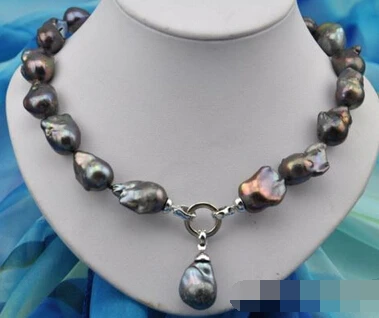

~~ 11.24 baroque black keshi reborn pearl necklace pendant Discount AAA