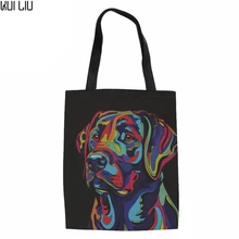 Женские холщовые ручные сумки через плечо женские Лабрадор любовник Печатный большой емкости хозяйственная сумка женские пляжные дорожные сумки