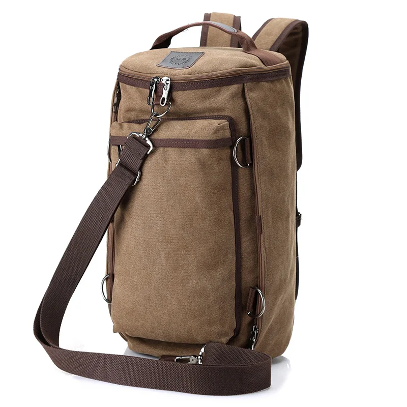 Новая многофункциональная сумка на плечо для мужчин и женщин, двойной рюкзак для компьютера, Холщовая Сумка, мужская сумка - Цвет: coffee