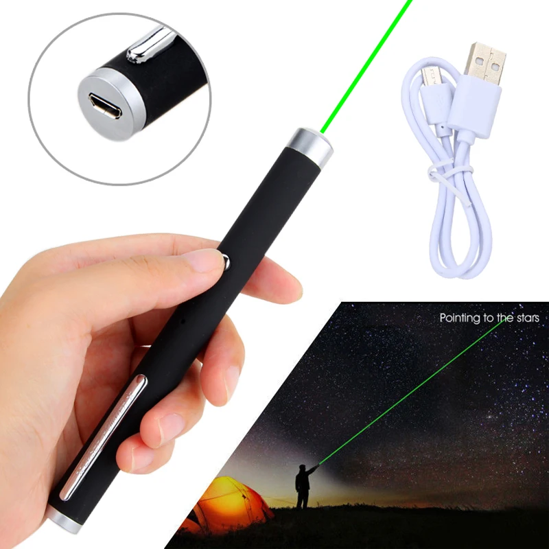 الأخضر ليزر قوي Potinter القلم شعاع USB قابلة للشحن 5 ميجا واط الليزر مقدم ضوء الصيد الليزر البصر التدريس المدمج في البطارية