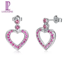 LP k-Gold 18k 750 белое золото серьги в форме сердца натуральный розовый турмалин и рубин классические ювелирные изделия для женской коллекции