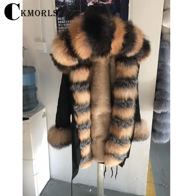 Online CKMORLS 2018 Neue Echtpelz Mantel Mit Pelz Kragen Frauen Winter Jacken Dicke Warme Parka Mäntel Anpassung Plus Größe Pelz jacke
