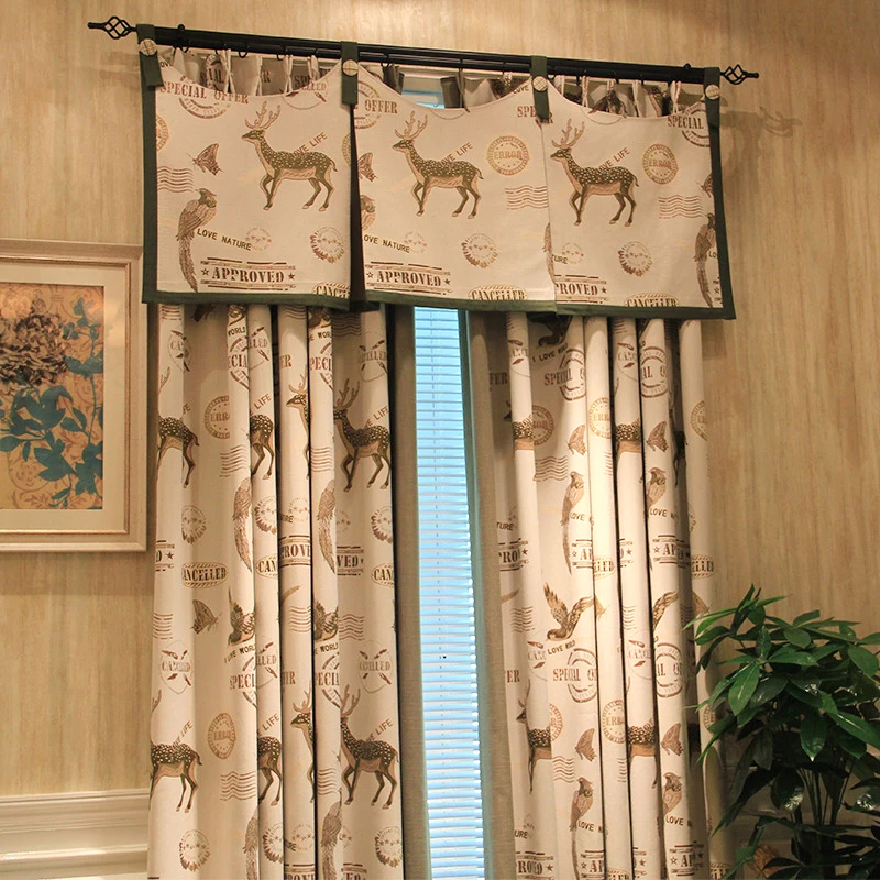 

Custom Made Blue Natural Cotton Linen Curtains American Country Style Jacquard kanoko Curtains Living Room Eco-Friendly Curtains