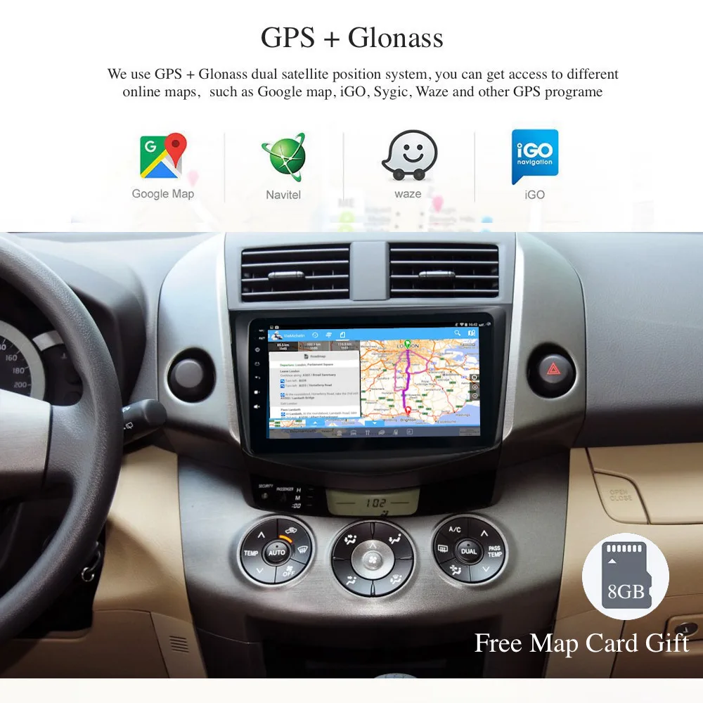 Sale 8" 1 din Car Radio GPS Android for Toyota RAV4 Navi 2009 2010 2011 2012 Auto Stereo USB AUX WIFI BT HDMI Steering wheel control 1