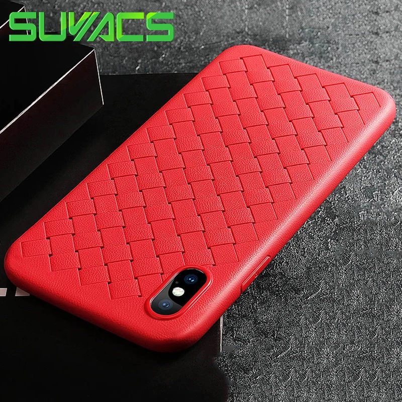 

SUYACS Phone Cases For iPhone 6 6S 7 8 Plus X Fashion Weaving Plain Soft TPU Graphic Phone Cases Shells Coque Fundas Bag Cover