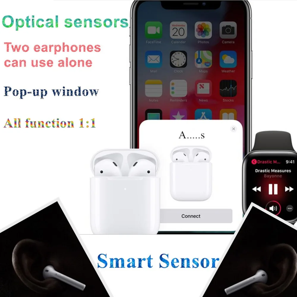 i60 TWS Люкс КОПИЯ AirPods 2 с чипом W1 совпадение с оригиналом 99 процентов! Bluetooth5.0 - обзор