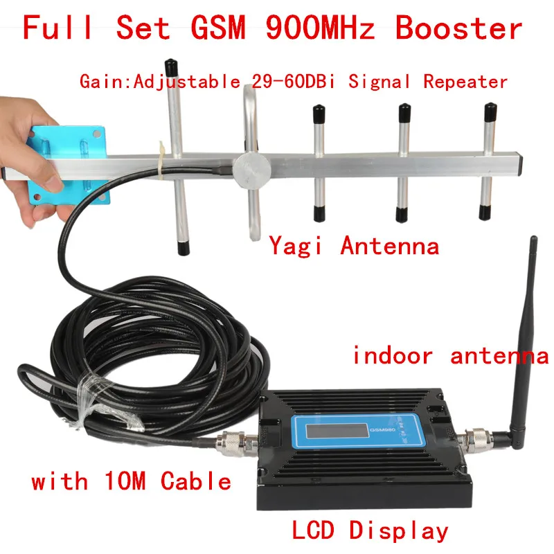 

cellphone GSM 900mhz Signal booster coverage area 500 square meter with 3 indoor antenna, LED screen Gain 65db wtih yagi antenna