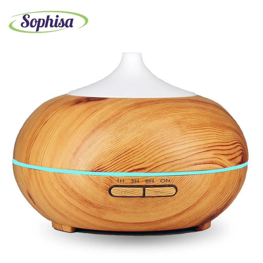 Цена Sophisa 300 мл Аромат Эфирные масла диффузор текстура древесины ультразвуковой увлажнитель прохладный туман женщина дети любят подарок sp300b y