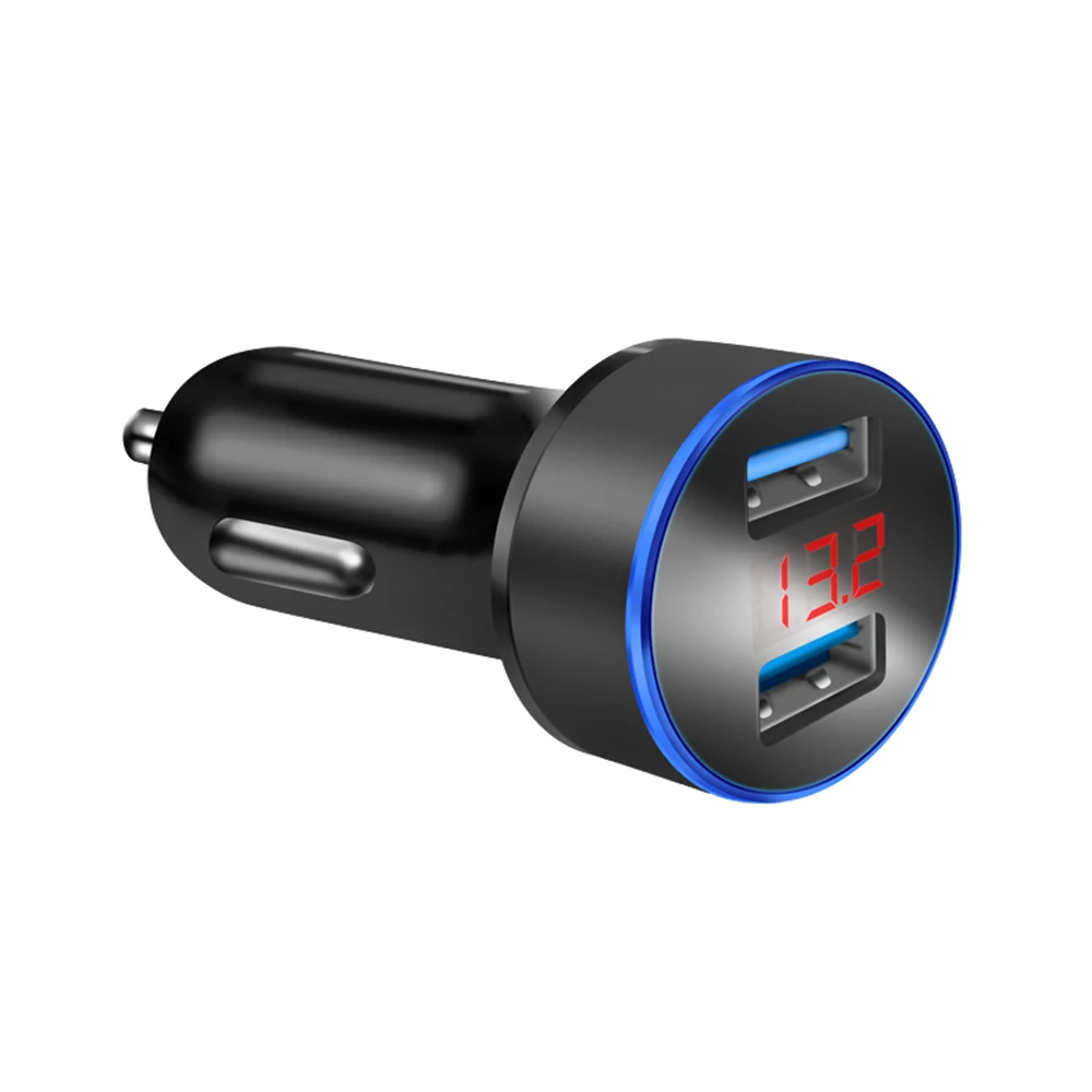 

3.1A Dual USB Car Charger 2 Port LCD Display 12-24V Cigarette Lighters Socket White For Tesla Model 3 Bmw E46 E90 Ford Focus 2