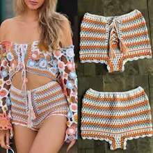 Новые стильные сексуальные женские модные повседневные пляжные вечерние купальные шорты в полоску