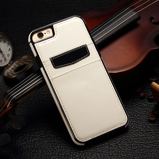 Роскошный Премиум PU кожаный Слот для карт мягкий резиновый чехол-Обложка для Apple iphone 6 6 S Plus 5s 5 SE чехол - Цвет: Белый