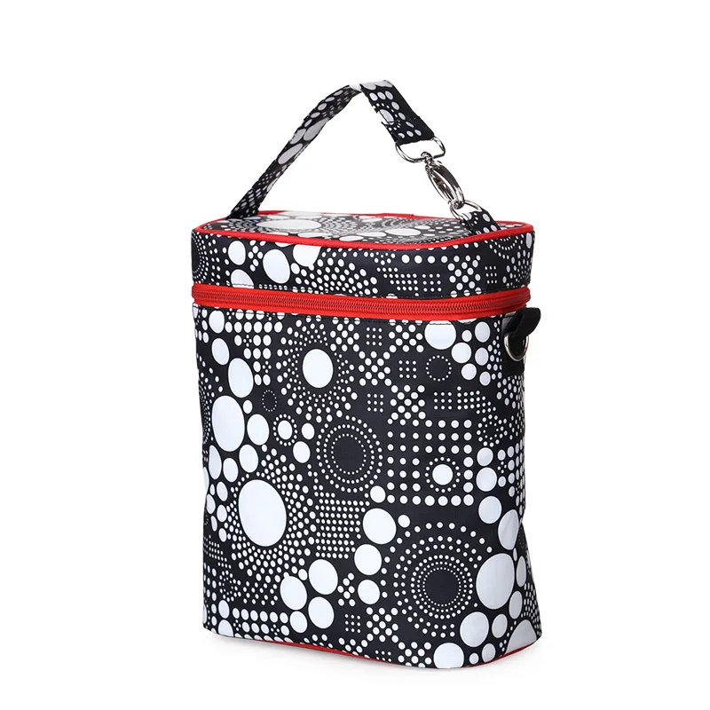 Инсулярная сумка для мам, кормящих мам, подгузников, 420D, нейлоновая сумка для кормления детей, изоляционная сумка для бутылочек, сумка-Органайзер для малышей - Цвет: Black Flower