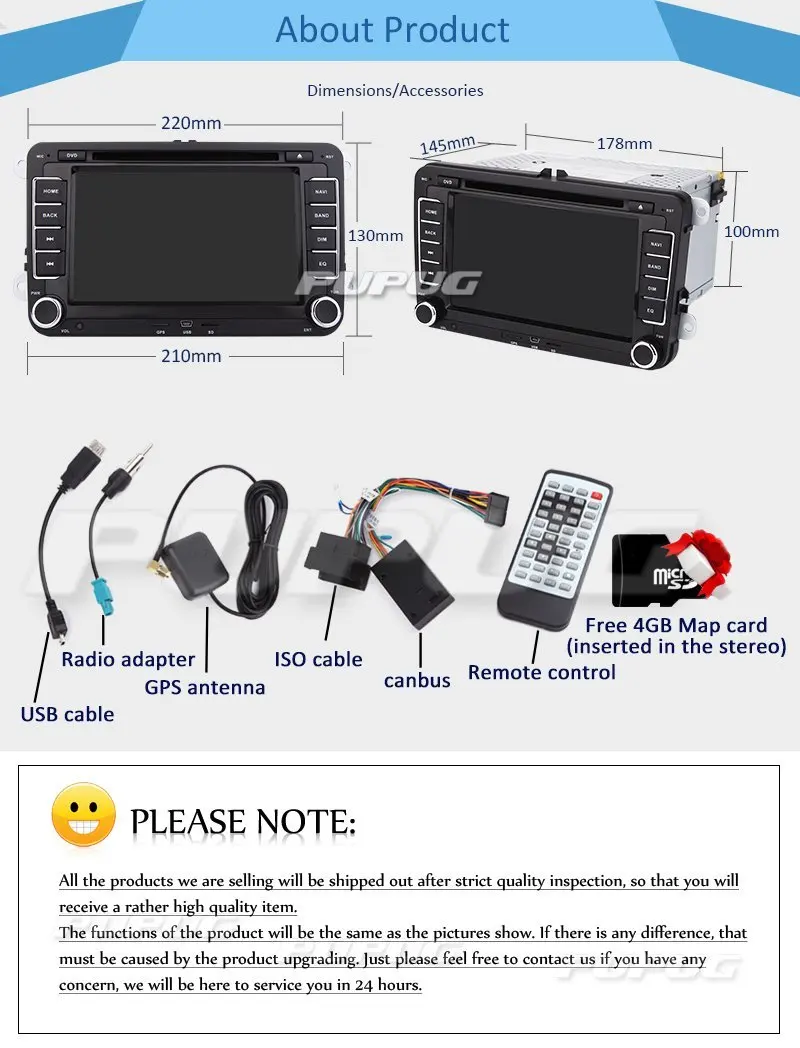 Top EinCar Double Din Car Stereo GPS Navigation 7