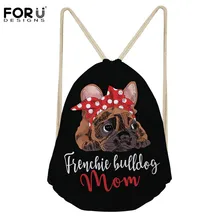 FORUDESIGNS/сумки на шнурках с французским бульдогом, Студенческая школьная сумка, легкий рюкзак на шнурке на заказ для женщин и мужчин, дорожная сумка