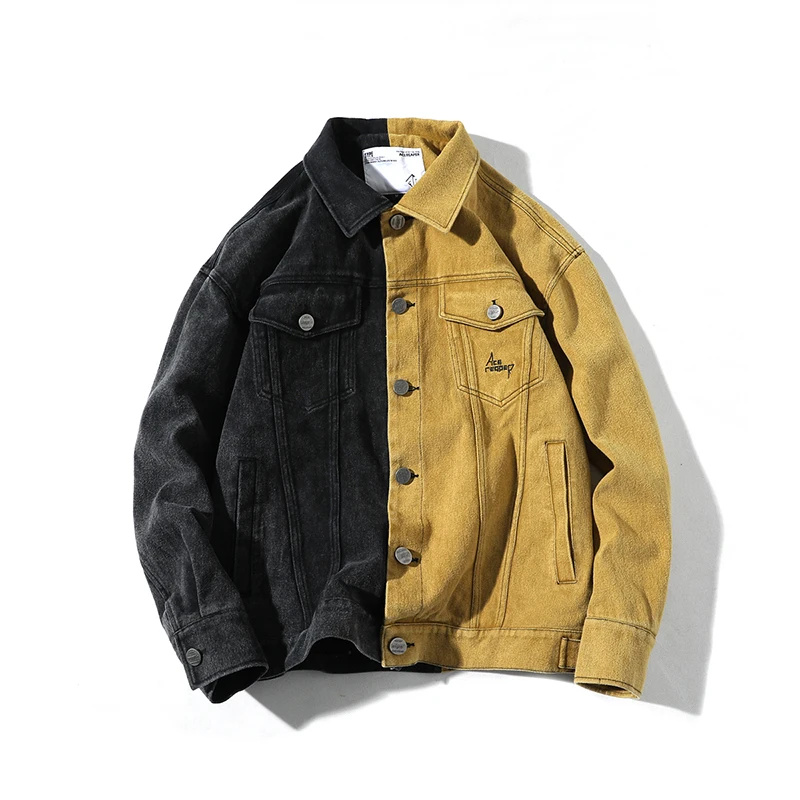 Fashion Casual Men's Denim Jacket Spring And Autumn New M-2XL Contrast Slim Jacket Coat Black Blue Personality Youth Popular Fashion Casual Men's Denim Jacket Spring And Autumn New M-2XL Contrast Slim Jacket Coat Black Blue Personality Youth Popular
