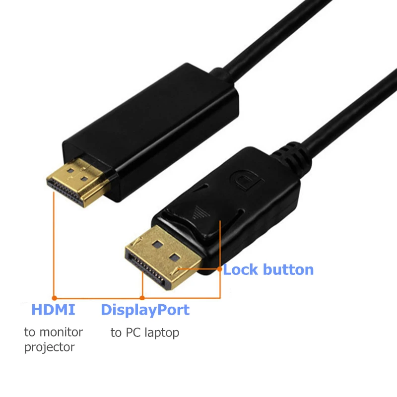 Trumsoon DisplayPort DP to HDMI Adapter Male to Male Converter Cable Support 1080P for PC Laptop HDTV Projector