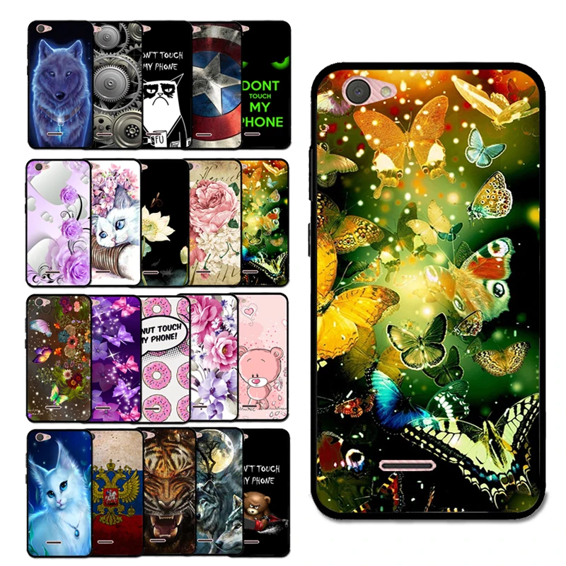 

For BQ 5000 Women's Fashion Bright Butterfly Flower Printer Case TPU Cover Phone Bag Shell Housing for BQ 5000G Velvet Easy