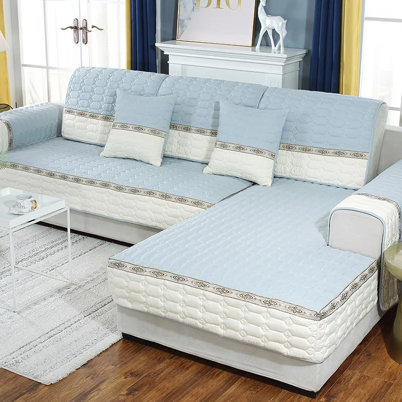 

WLIARLEO Sectional Sofa Towel Cotton Linen Fabric Cover Sofa Solid Anti-Slip Seat slipcover Pink Grey Color cubre sofa 2/3 plaza