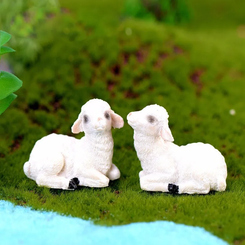 

2pc Sheep Mini Simulation Aniaml Teaching Model Ornament Craft Decor Miniature Dollhouse Home Decoration DIY Accessories
