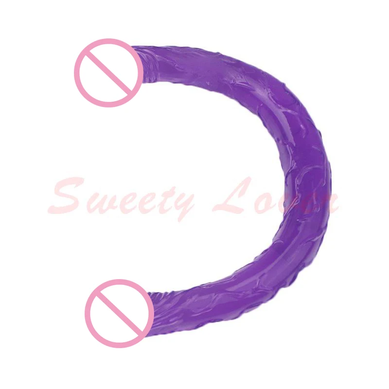 Sex Products Double Dildo 17 Inch Flexible Soft Jelly Vagina and Anal Women Gay Lesbian Double Ended Dong Sex Toy