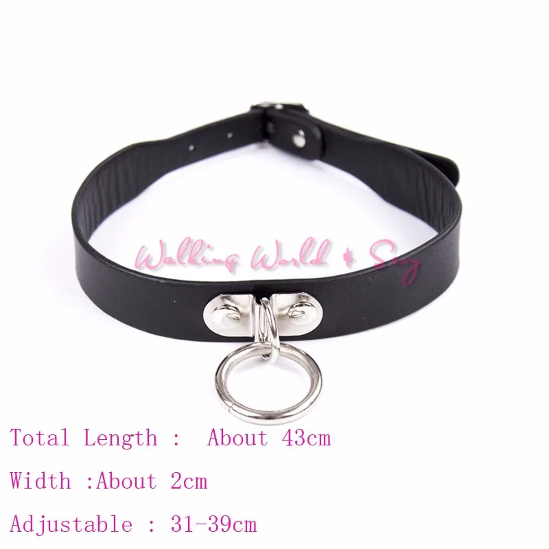 Adult Game Black Pu Leather Sex Collar Neck Strap Adjustable Belt Slave Fantasy Bondage Collar BDSM Erotic Sex Toys For Couples (1)