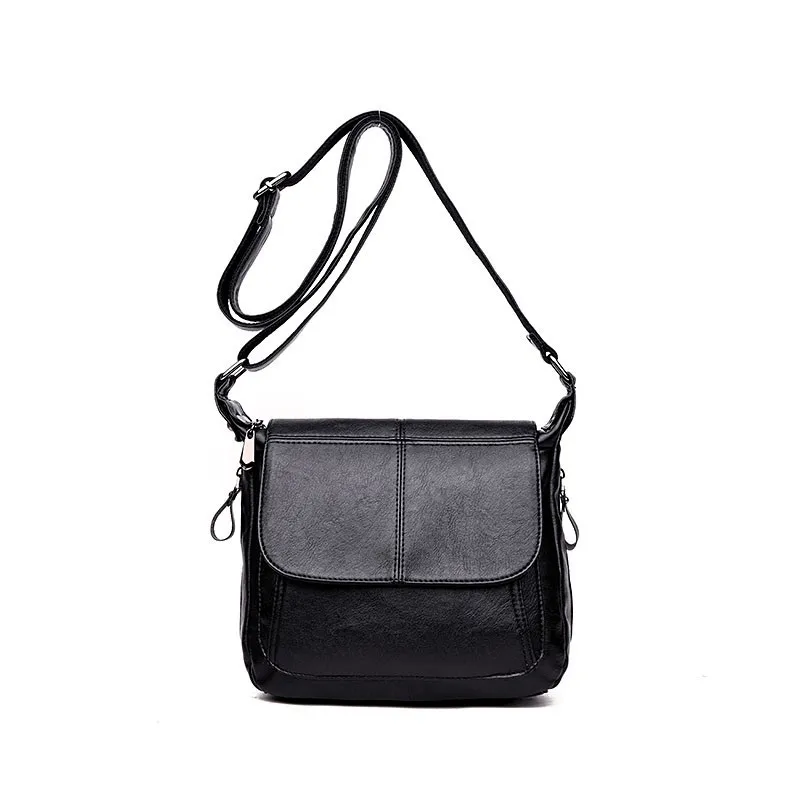 Женские кожаные сумки высокого качества, винтажные кожаные сумки через плечо, женская сумка, основная Женская сумка, женская сумка-мессенджер для девушек - Цвет: black
