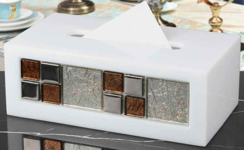 Изысканная индивидуальная домашняя гостиная тканевая коробка элегантная Ретро квадратная рельефная Смола тканевая коробка для хранения