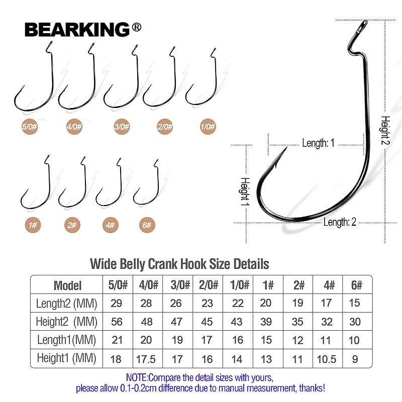 BEARKING 50 шт. в партии, рыболовная Мягкая приманка, червь, крючки из высокоуглеродистой стали, широкий супер замок, рыболовные крючки, рыбацкие крючки, рыболовные снасти