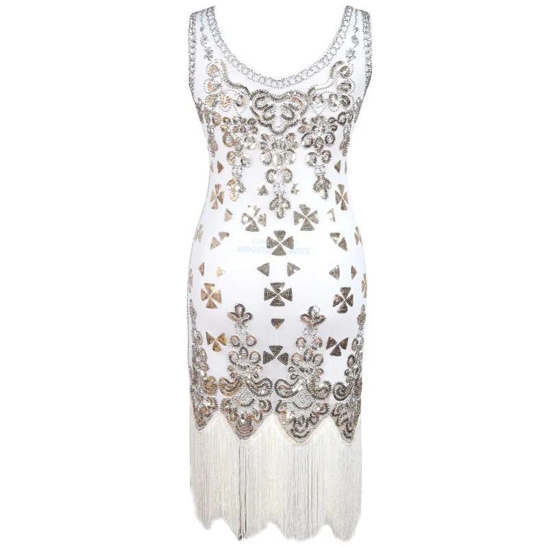Elegant Female Mini Sexy dress V collar Slim Sleeveless 1920 s Gatsby Dress Pack hip Irregular hem Women Sequined Party dresses (5)