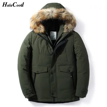 

2018 Plus Size New Casual Brand White Duck Down Jacket Men Winter Warm Coat Long Thick Male Overcoat Fur Windproof coat Parkas