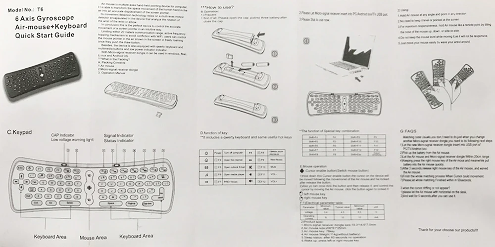 Air mouse Instructions