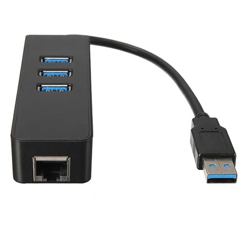3 Port USB 3.0 Hub+10/100/1000 Mbps LAN Wired Network Adapter For