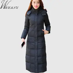 Wmwmnu 2017 Зимний пуховик женский X-Long женские парки с капюшоном пуховик женская верхняя одежда женские теплые тонкие куртки и пальто