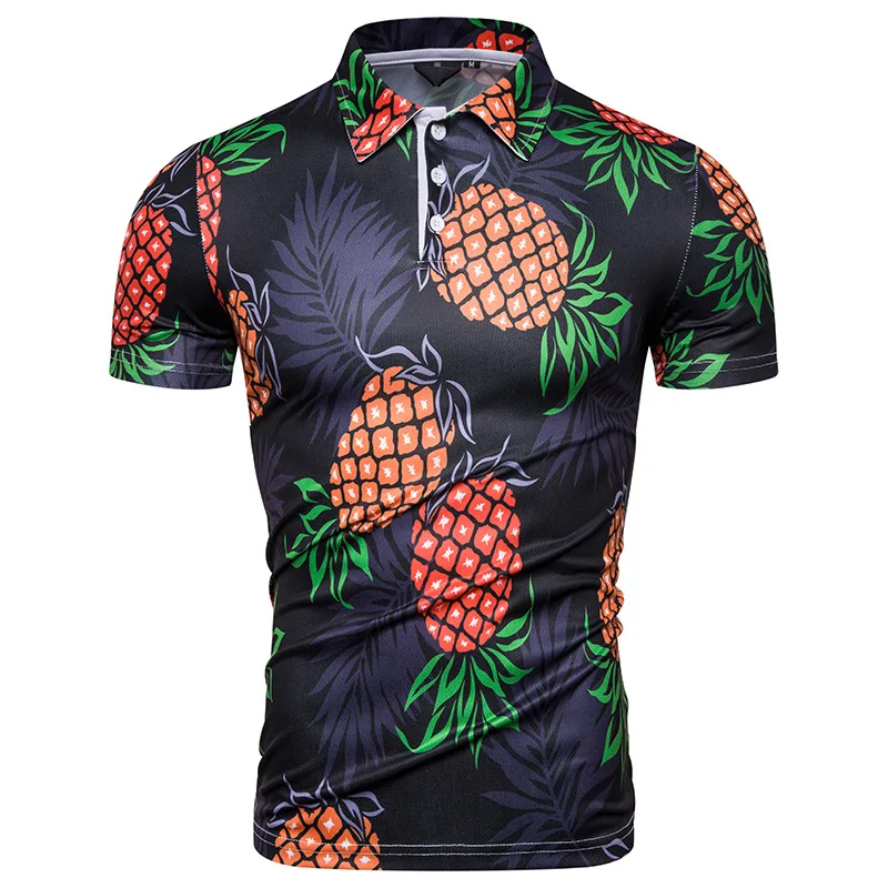 

2019 summer men's pineapple print. Short sleeves