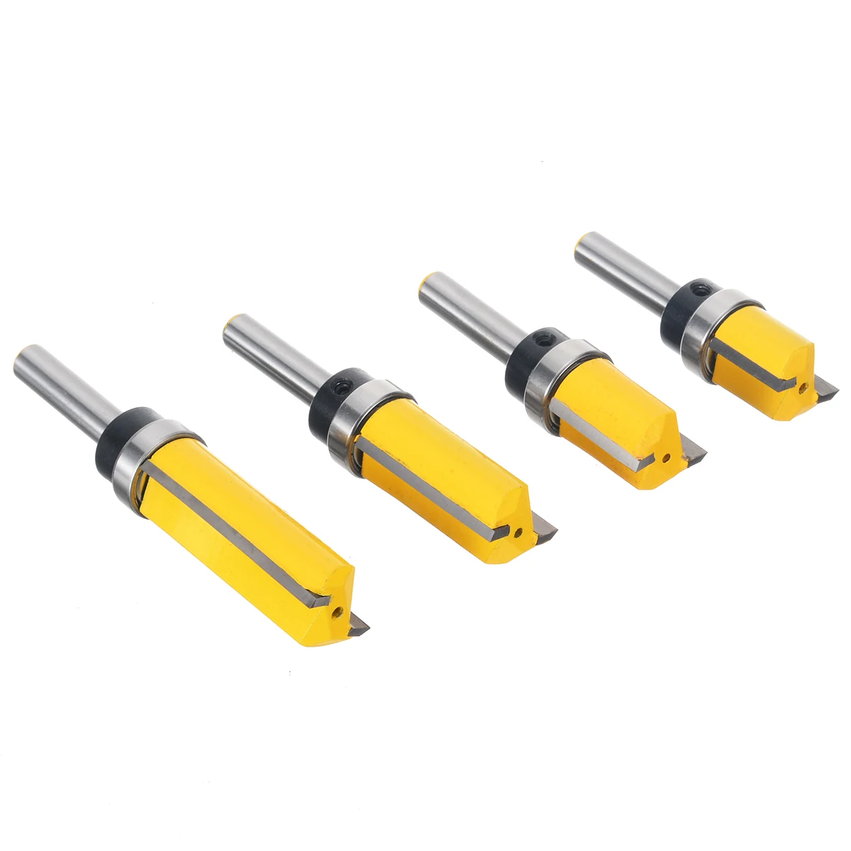 4pcs/set 3/4'' Shank Woodworking Flush Trim Router Bit Straight Woodworking Milling Cutter Tool Set
