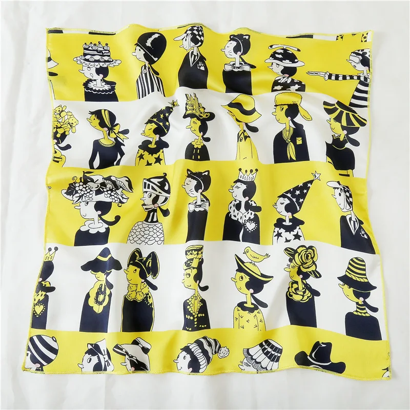 

2019 New Women's Square Silk Scarf Fashion Bandana Soft Print Small Office Scarf Hijabs Headband Neckerchief 50*50CM