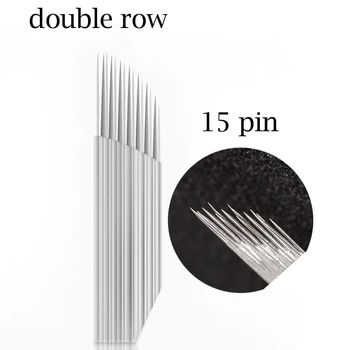 

50 pcs 15 Double Row microblading needles Permanent Makeup Eyebrow Tattoo 3D Embroidery tattoo Needles for Manual Pen