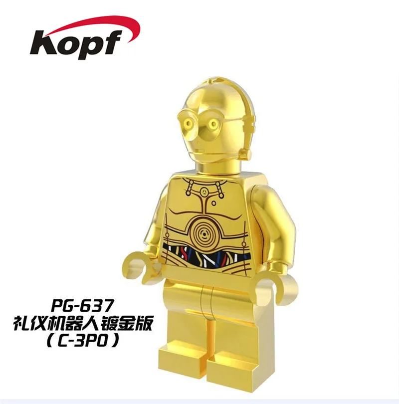 Одиночная космический протокол Droid TC-4 красный дроид C3PO C-3PO Золотой, Хромированый строительные блоки Детские Подарочные игрушки PG8023
