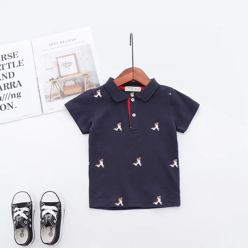 Casual Summer Cotton Baby Boys Short Sleeved T-shirt Cartoon Printed Children Tees Kids Tops For Age 2-7 Years Old