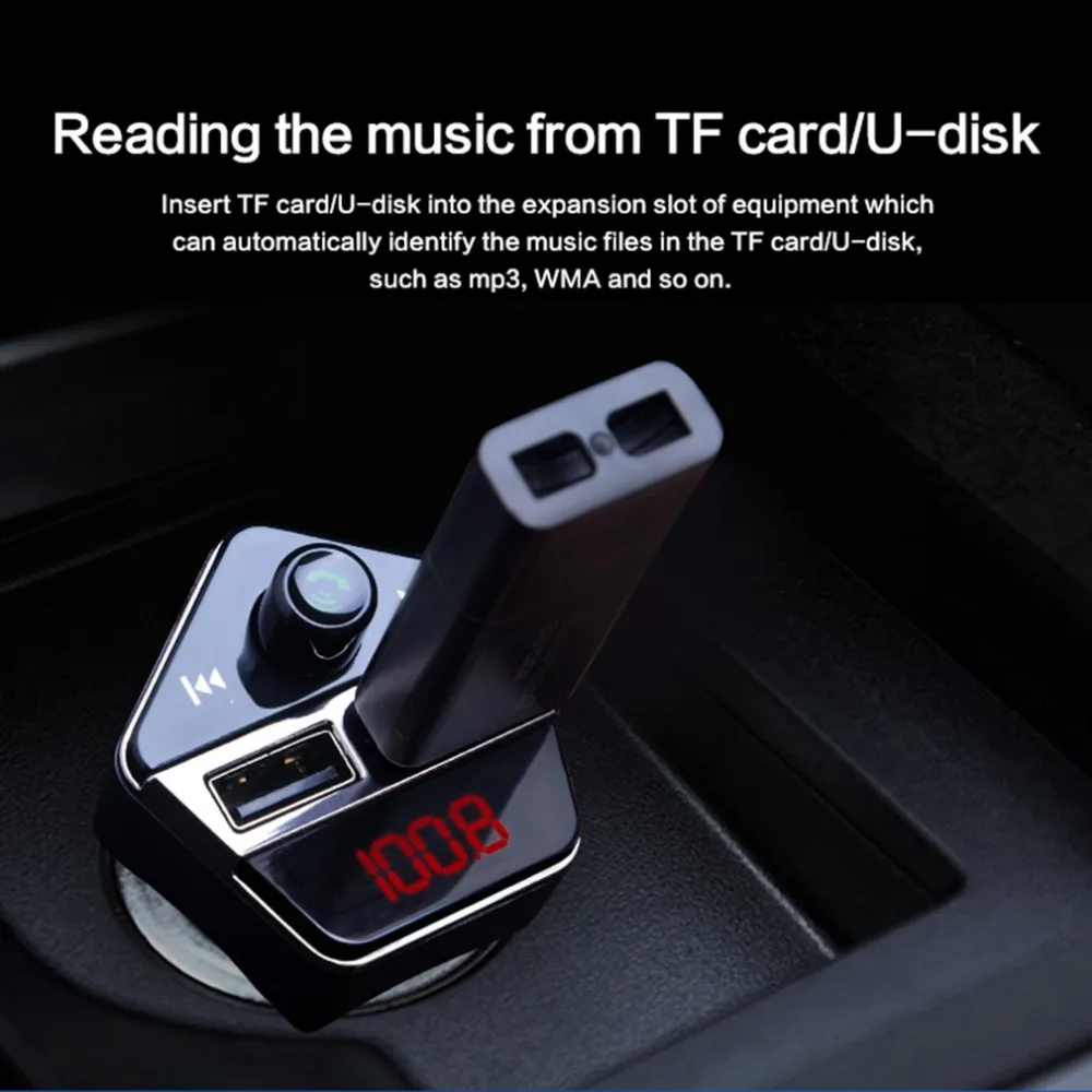 Двойной USB Bluetooth комплект автомобильного зарядного устройства комплект для громкой связи fm-передатчик батарея контроль напряжения Автомобильный MP3 музыкальный плеер