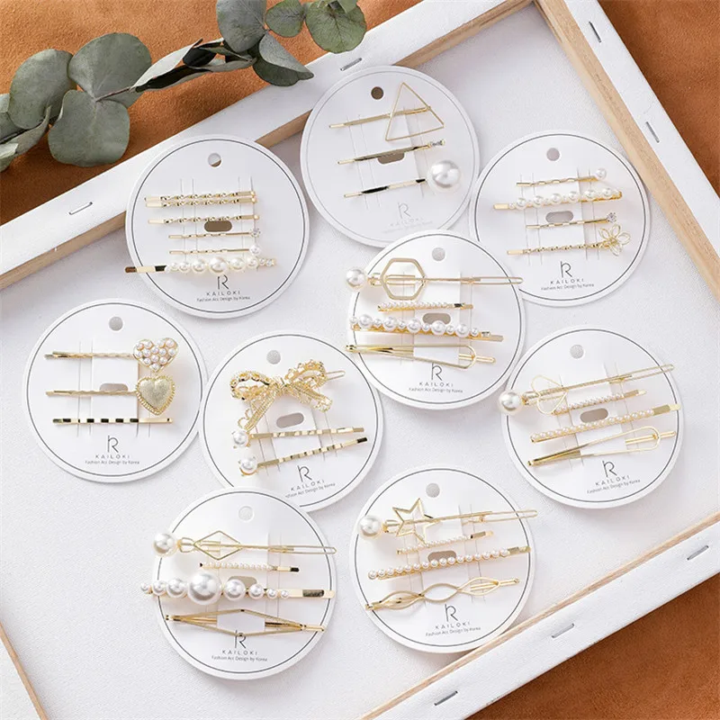 

3-6pcs/lot Pearls Hair Clips for Women Fashion Sweet Imitation Korean Style Hairpins Alloy BB Headmade Girls Hair Accessories