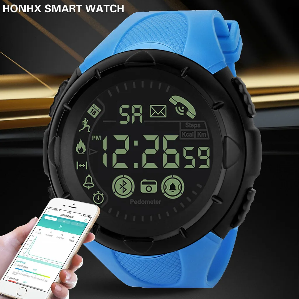 Модные мужские Смарт-часы Bluetooth цифровые спортивные наручные часы водонепроницаемые Bluetooth Android iOS спортивные телефонные напоминания