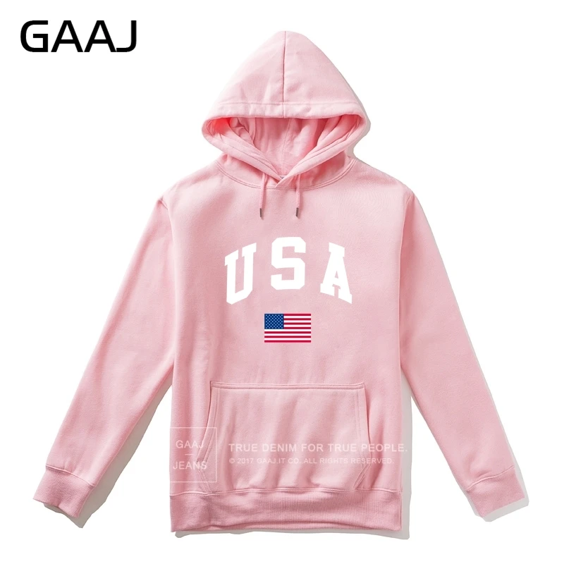 GAAJ, США, американский флаг, мужская толстовка с капюшоном, Женская Повседневная брендовая Новинка, высокое качество, мужские флисовые толстовки, хлопковые пальто - Цвет: Pink