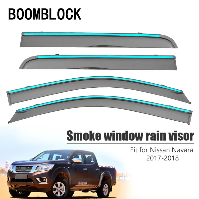 BOOMBLOCK 4 шт. для Nissan Navara 2017 2018 автомобиль ветер отражатель солнце гвардии Дождь Ветер Vent козырек Крышка Trim аксессуары