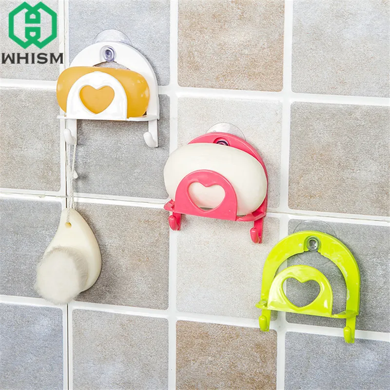 

WHISM Plastic Sink Storage Rack Hanging Sponge Holder Wall Mount Bathroom Soap Shelves Suction Cup Towel Rack Kitchen Gadgets