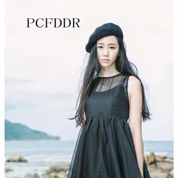 

PCFDDR Edition Autumn Winter Wool Feather Beret Princess Hat Lady Bud Hat.